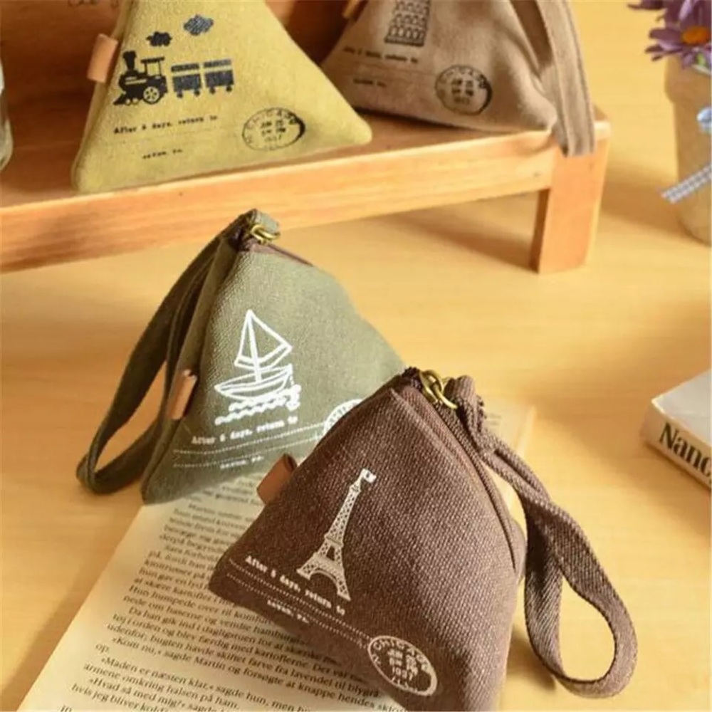 Coin Wallet Eiffel Tower boat canvas mini cute compact woman’s miniature purse